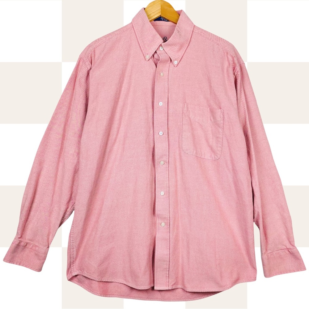 Alan Flusser Pink Cotton Button Down Pocket Long Sleeve Casual Dress Shirt